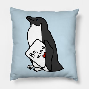 Cute Penguin says Be Mine on Valentines Day Pillow