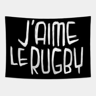 Rugby Typography, Rugby Love, J'aime le Rugby Tapestry