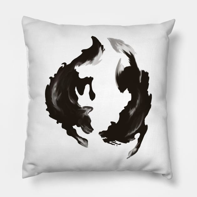 ink wolves Pillow by Wayward Prints