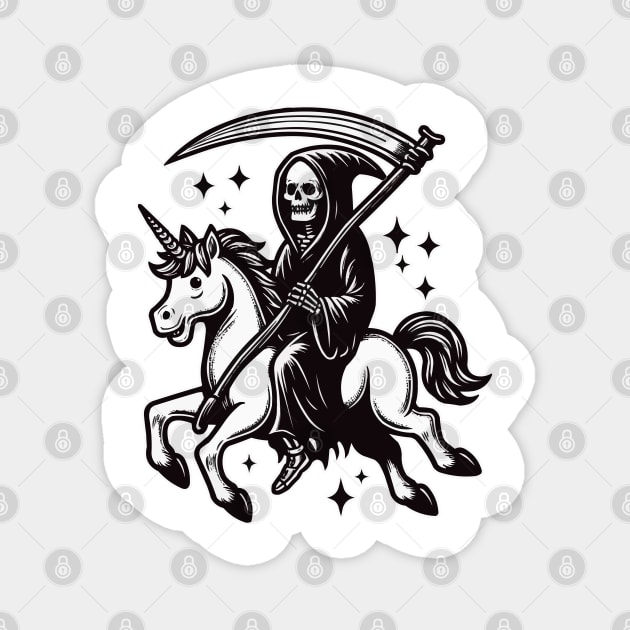 Grim Reaper Ride Unicorn Magnet by fikriamrullah