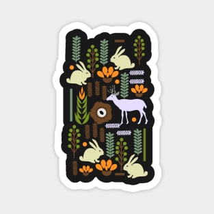 Bunny and deer in the garden Magnet