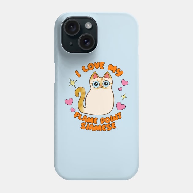 I Love My Flame Point Siamese Cat Hearts Stars Kawaii chibi Phone Case by BluVelvet