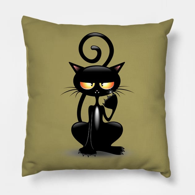 Black kitty Pillow by BluedarkArt