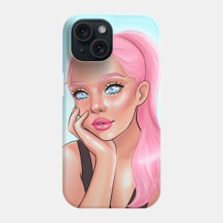 Pink Lips Pink Hair Girl Phone Case