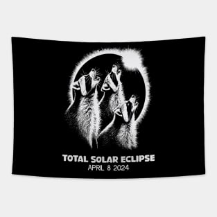 Raccoons Total solar eclipse 2024 Tapestry