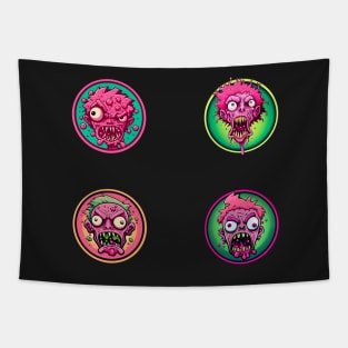 Funny pink Zombie stickers Tapestry