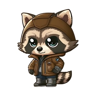 Cool Raccoon in a Hooded Jumper BG T-Shirt