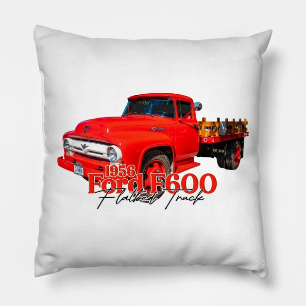 1956 Ford F600 Flatbed Truck Pillow by Gestalt Imagery