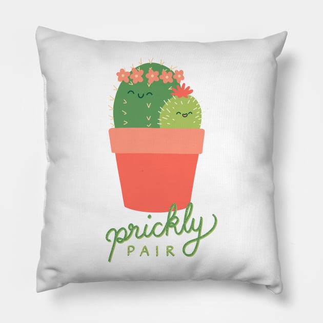 Prickly Pair Cactus Couple Pillow by Abbilaura