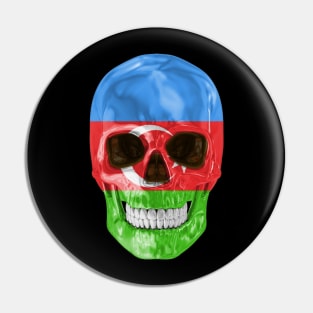 Azerbaijan Flag Skull - Gift for Azerbaijani With Roots From Azerbaijan Pin