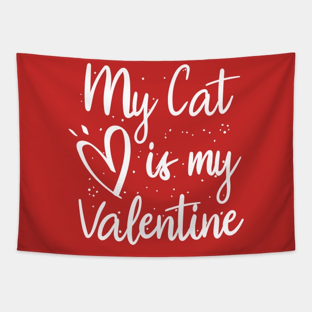 My cat is my valentine Tapestry by Lazarino