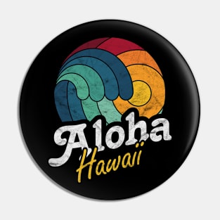 Aloah Hawaii Surfing Surf Sunset Wave Pin