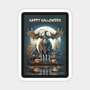 Moose Witch Haunted Halloween Card Magnet