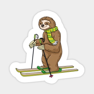 Sloth with scarf as skier with skis Magnet