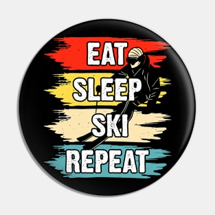 Eat Sleep Ski Repeat T Shirt For Women Men Pin