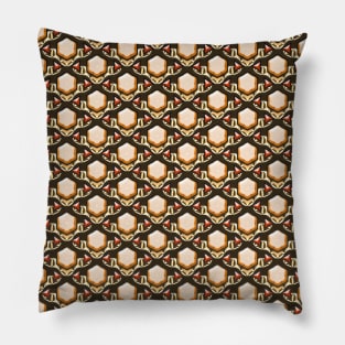 Historical golden geometric arabesque repeated pattern Pillow