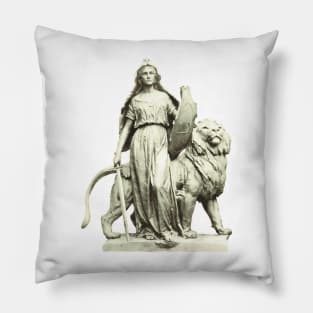 The Law in its feminine form and with the necessary strength and weapons like a lion that commands respect. Vintage photo Pillow