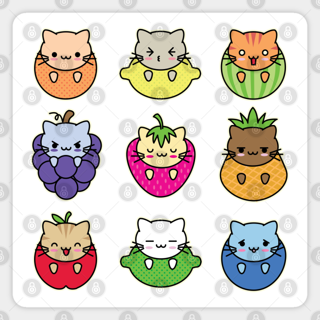 Fruit Cats - Cute Cats - Sticker