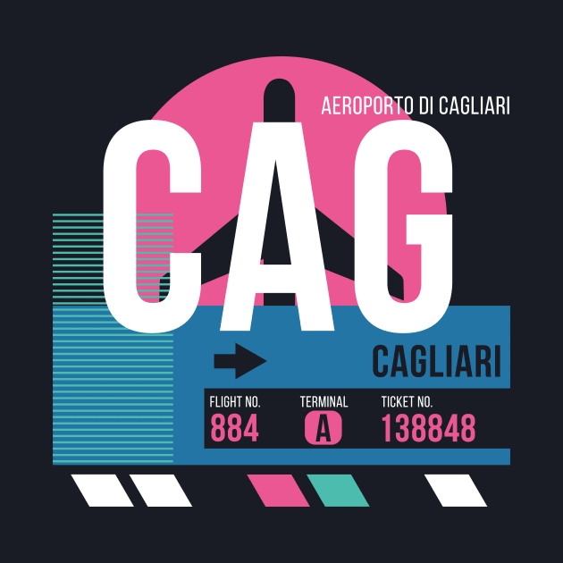 Cagliari (CAG) Airport // Sunset Baggage Tag by Now Boarding