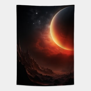 Abyss of the Red Moon Landscape Art Tapestry