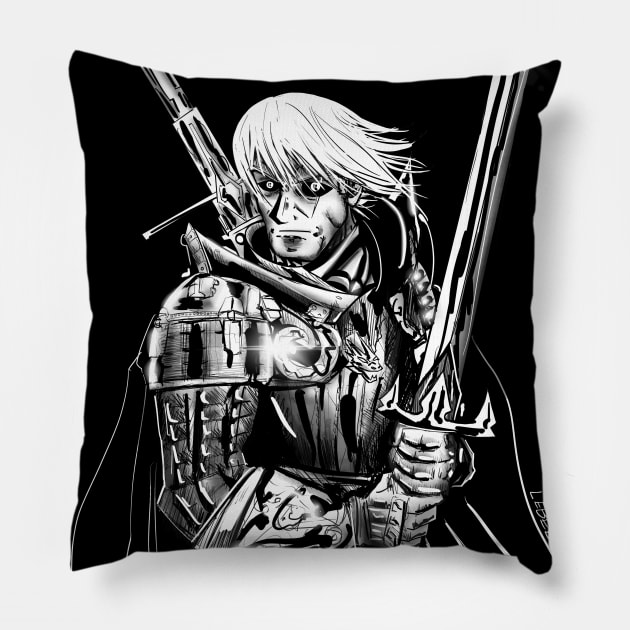 the witcher in the dark Pillow by jorge_lebeau