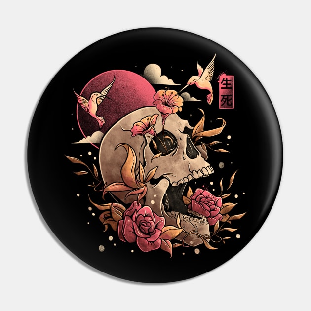 Life and Death Skull Flowers Gift Pin by eduely