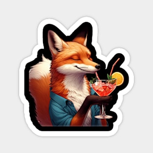 a fox with a drink АI Magnet