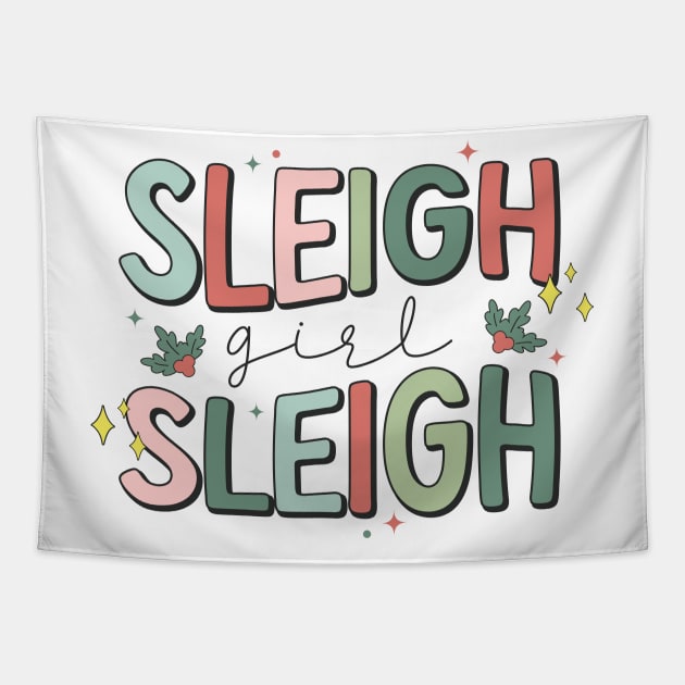 Sleigh Girl Sleigh Tapestry by MZeeDesigns