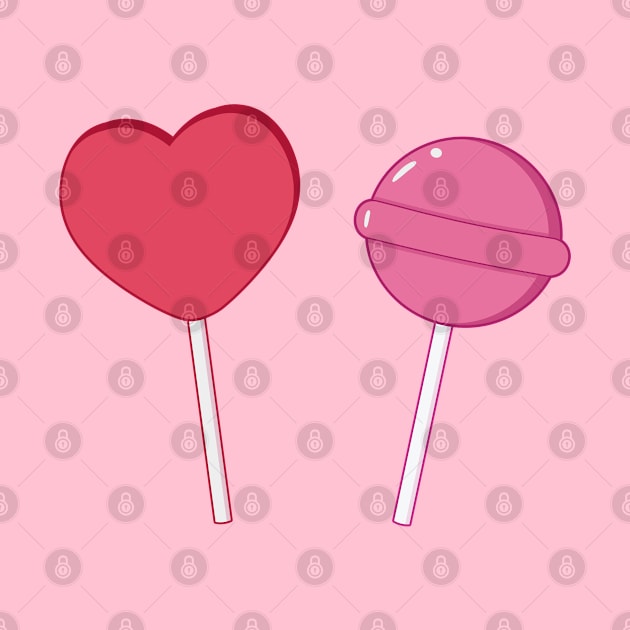 Heart and bubblegum lollipops by leoleon