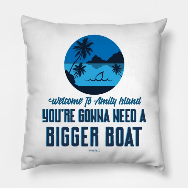 JAWS Movie Amity Island You`re Gonna Need A Bigger Boat Pillow by Naumovski