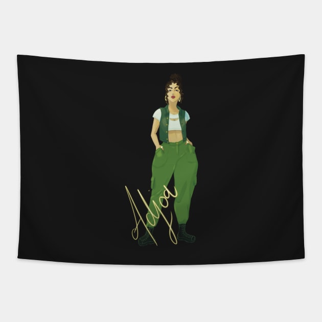 Green Cargo Thanatos Tied Hair Tapestry by AdjoaSeddoh