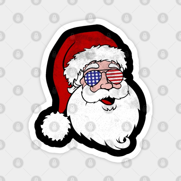 Funny Santa Claus Vintage Patriotic Hipster Design with American USA flag sunglasses For Christmas Magnet by alyssacutter937@gmail.com