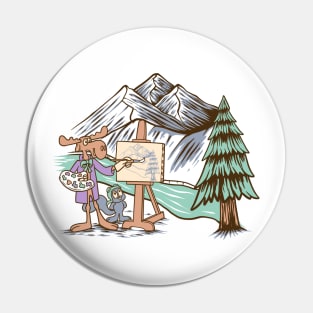 Rocky and Bullwinkle Paint the Mountains Pin