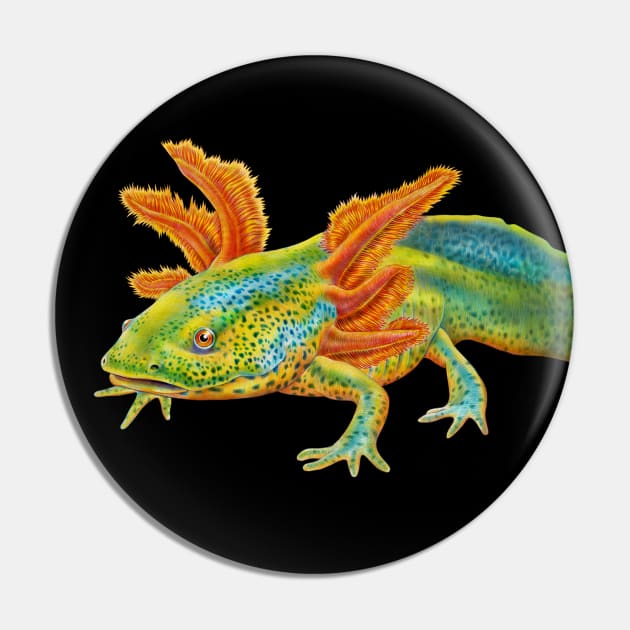 Axolotl Pin by Tim Jeffs Art