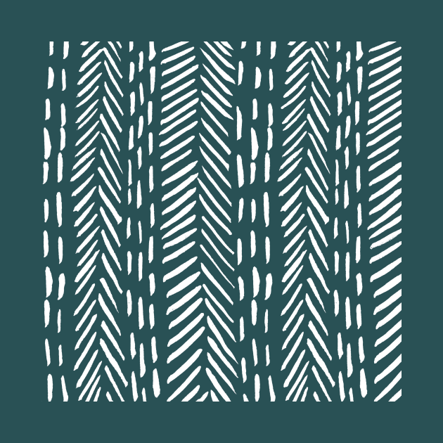 Abstract herringbone pattern - white and teal by wackapacka