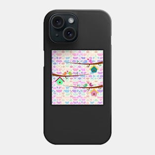 Cute birds and colorful bricks Phone Case