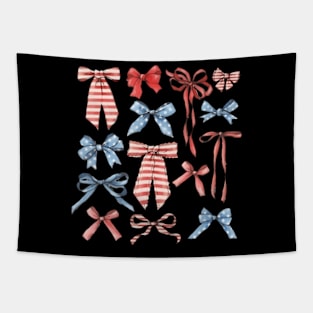 Red White And Blue American Coquette Bows Tapestry