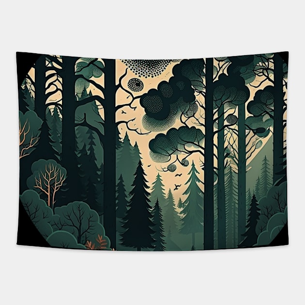 Forest Minimal Design, Adventure and Hiking Tapestry by dukito