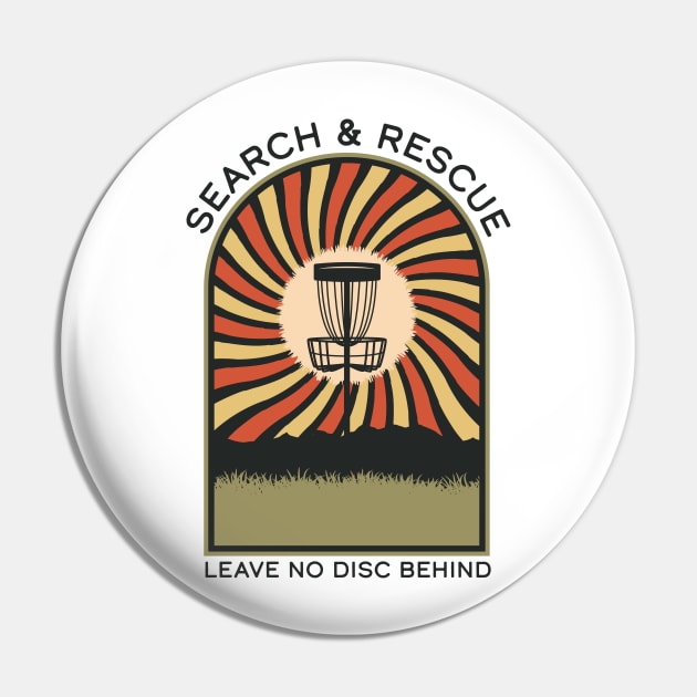 Search & Rescue Leave No Disc Behind | Disc Golf Vintage Retro Arch Mountains Pin by KlehmInTime