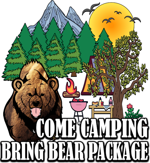 Funny Come Camping and Bring Goodies for the Bears Kids T-Shirt by kewobs