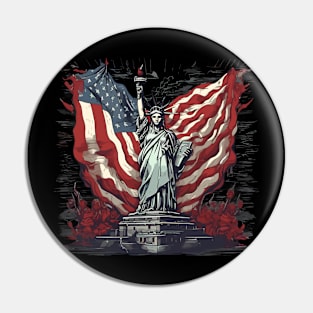 Statue of Liberty with the American Flag Pin