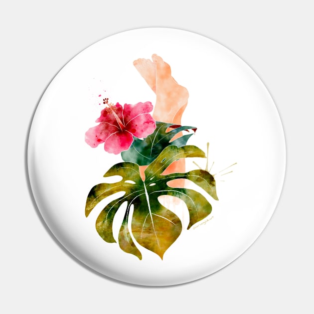 Relaxing Tropical Spa Watercolor Pin by venglehart