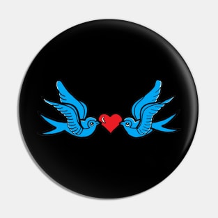 Vintage Blue Lovebirds Pin