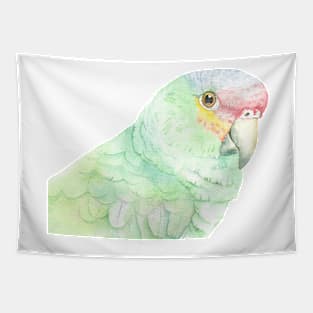 red-lored amazon watercolor portrait parrot Tapestry