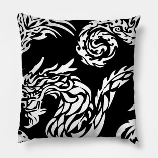 Find a Dragon - Black and White Revere Silhouette Pillow