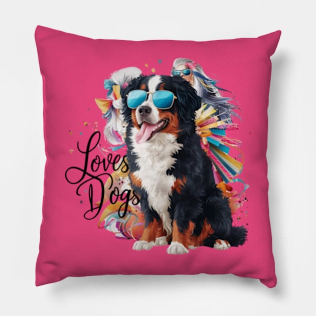 mesmerizing  vector illustration highlights a trendy Bernese Mountain Dog(3) Pillow by YolandaRoberts