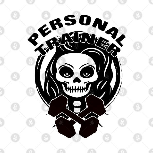 Personal Trainer Skull and Weights Black Logo by Nuletto