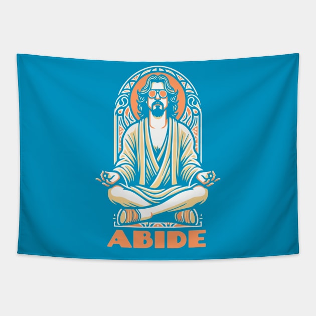 Zen Mindful Dude Lebowski Meditation Retro Tapestry by GIANTSTEPDESIGN