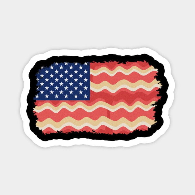 USA Bacon Flag  Cute US Dried Pigs Funny 4th Of July Gift Magnet by Kaileymahoney