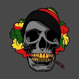 GRAY SKULL RASTA SMOKE T-Shirt